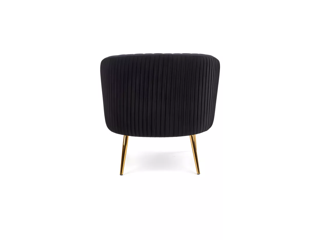 Fauteuil cabriolet en velours noir avec pieds en métal doré Power