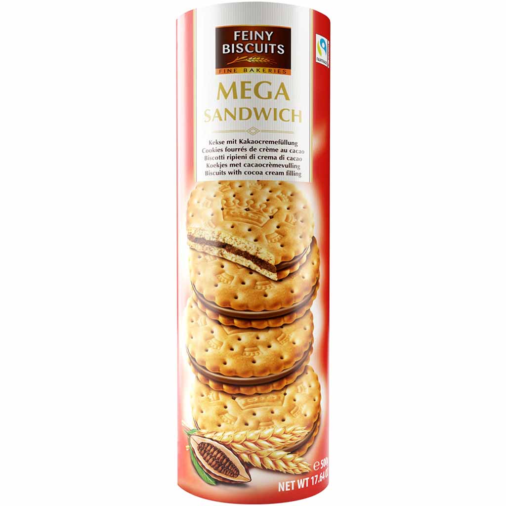 Feiny Biscuits Mega Sandwich Kekse Kakao 500g MHD:30.12.25