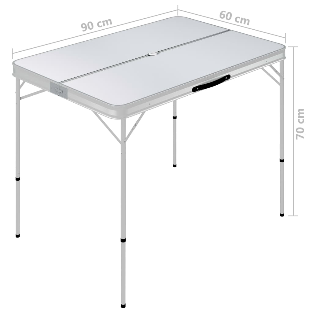 Mesa de camping dobrável Vidaxl com 2 bancos