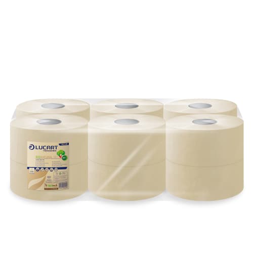 Papier toilette rouleau géant Lucart Econatural havane 180m prédécoupé 8,5 x 24 cm Ecolabel