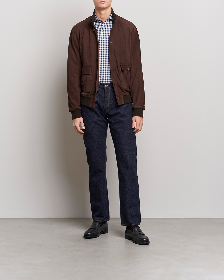 Kamakura Shirts Slim Fit Gingham Shirt Navy