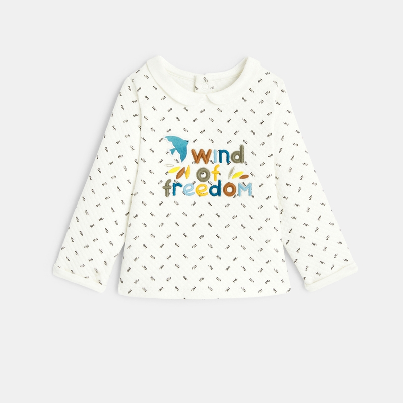 Sweat molleton matelassé imprimé nature bébé fille