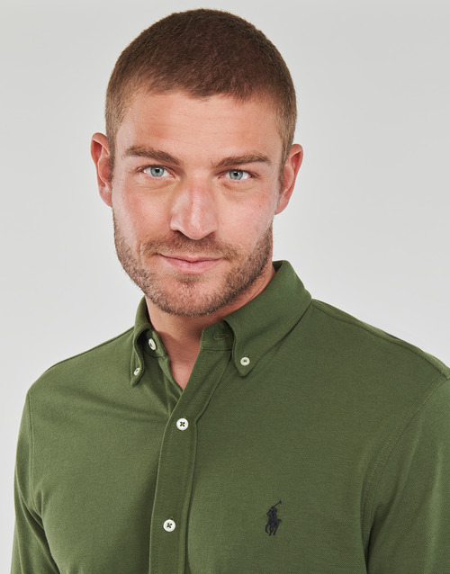 Polo Ralph Lauren - CHEMISE AJUSTEE COL BOUTONNE EN POLO FEATHERWEIGHT Kaki