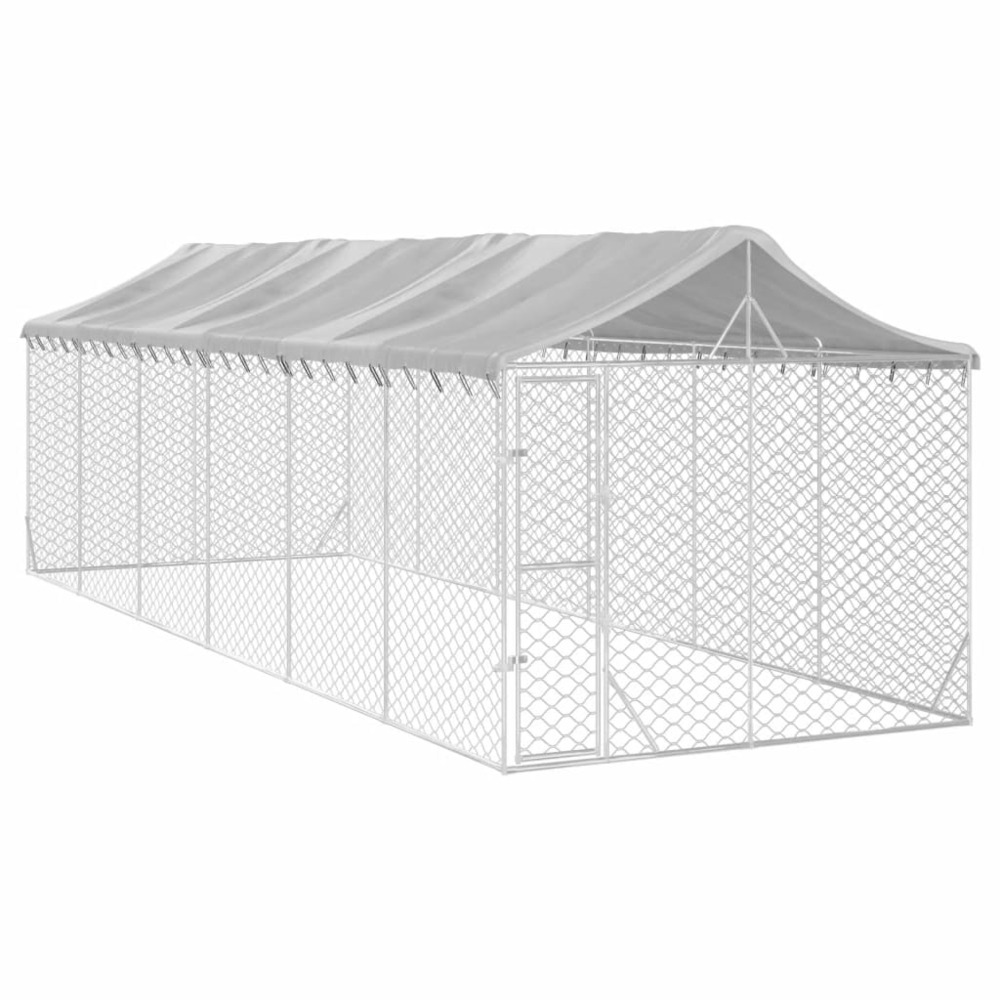 Chenil d'extérieur pour chiens avec toit argenté 3x9x2,5 m