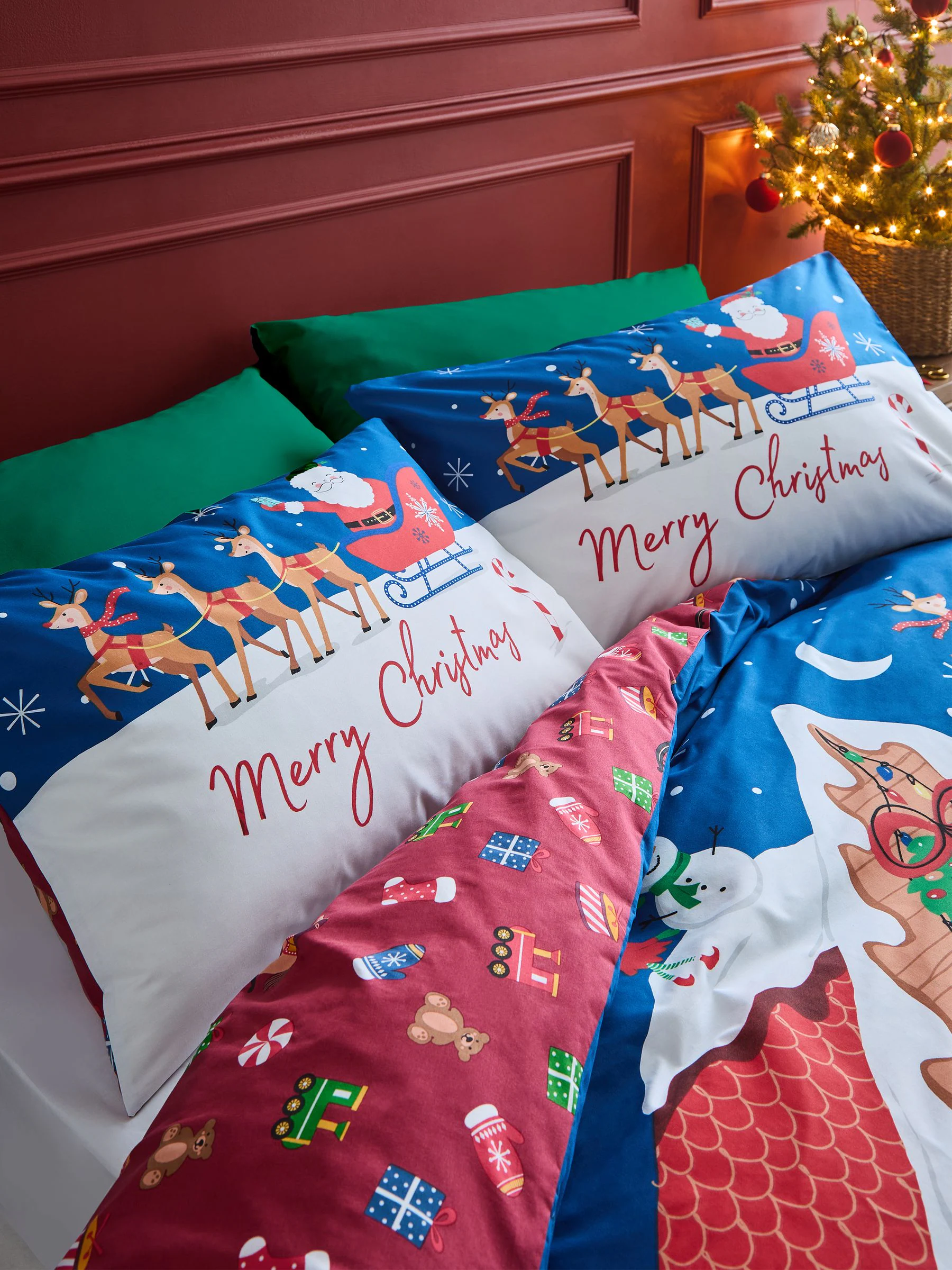 Catherine Lansfield Dekbedovertrekset met de werkplaats van de kerstman