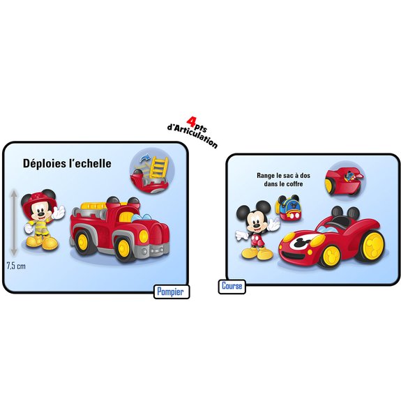 Mickey - Véhicule + Figurine 7,5 cm articulée