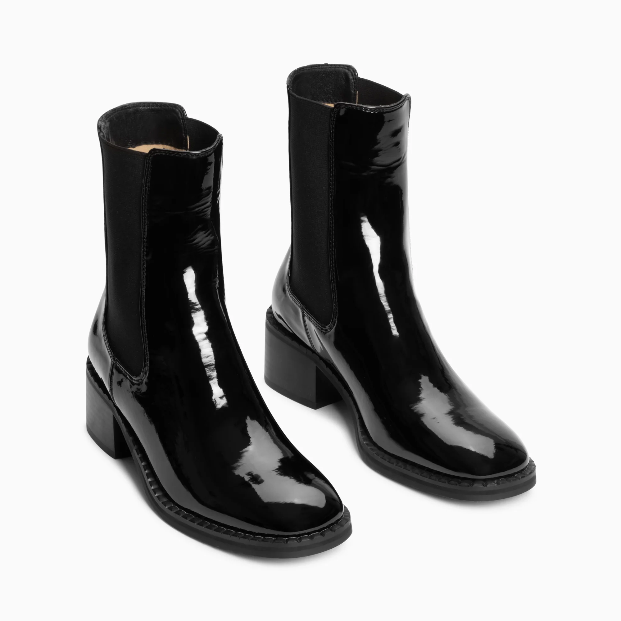 Bottines-Bottines Chelsea Carole montantes noires vernies