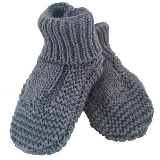 Chaussons Tricot Les Tout Petits Chats   Bleu Orage        Taille unique   de               P'tit bisou