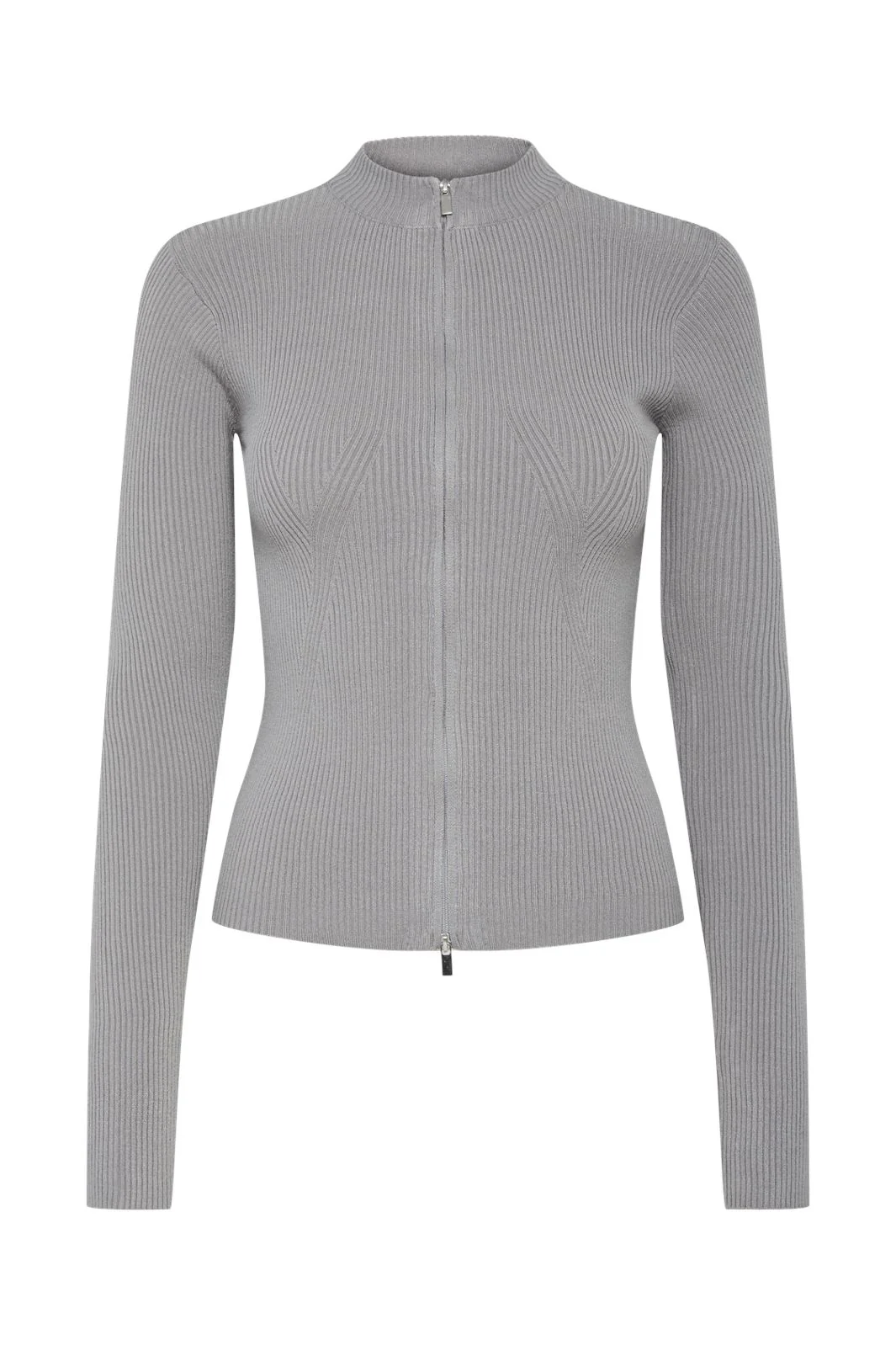 Pieces Pccrista Ls Zip Knit Cardigan 4633662 ultimate grey