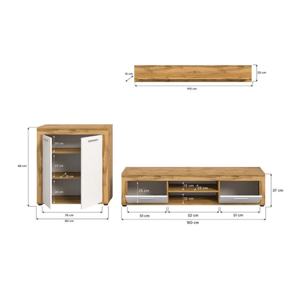 Dansmamaison Composition TV MAJ N°2 - Blanc/Bois