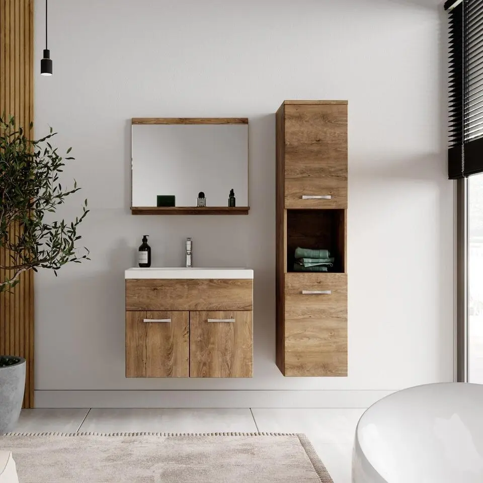 Badplaats Badkamermeubel Set Montreal 60 x 35 cm - Bruin Eiken - Badmeubel met