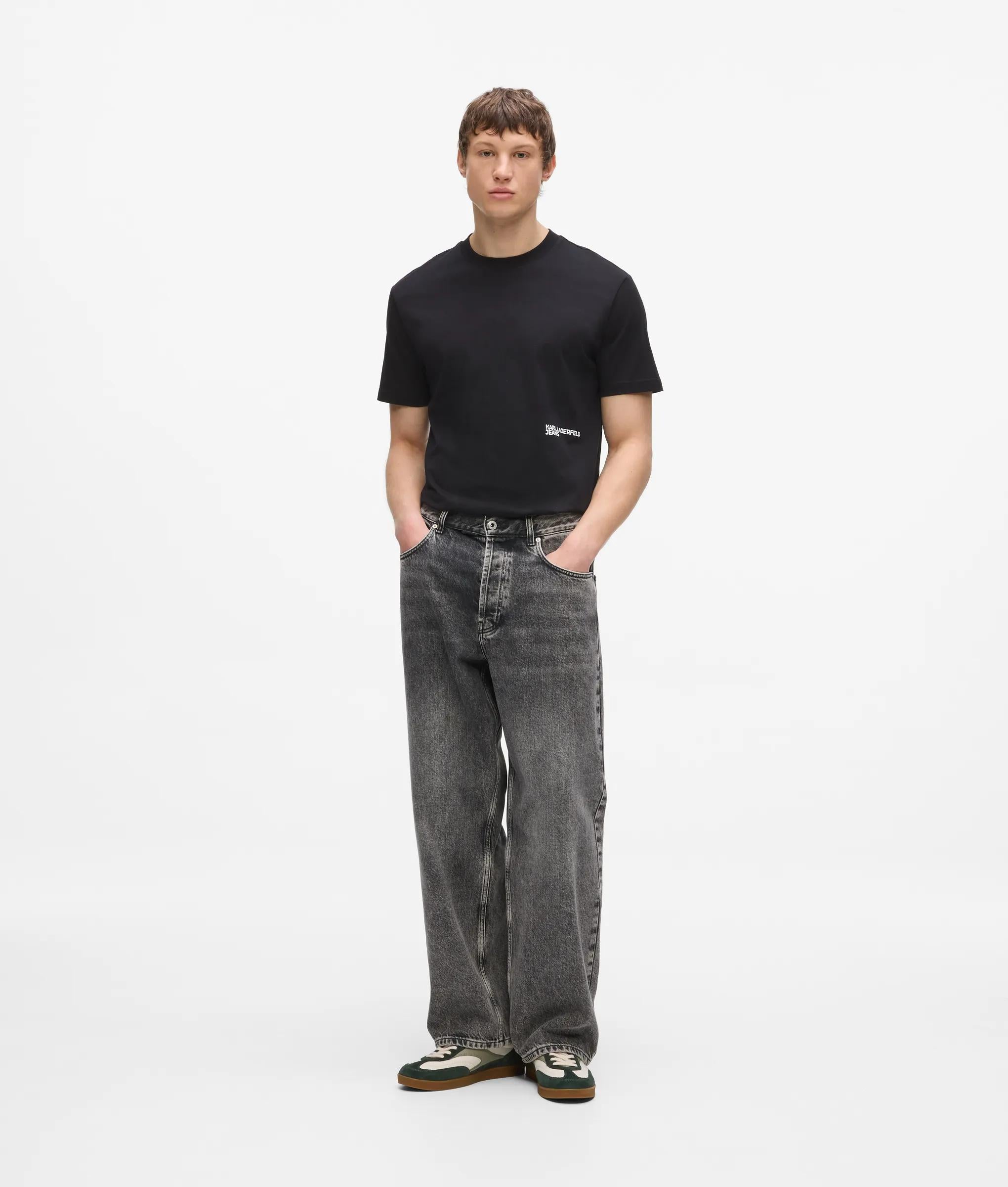 Wijde donkergrijze jeans