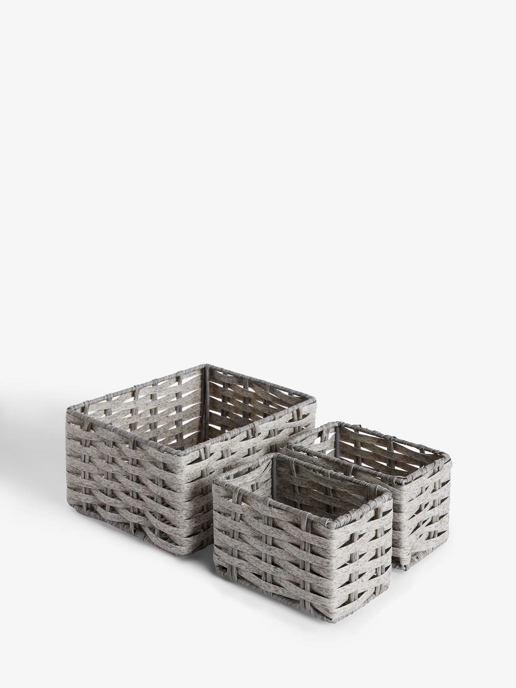 Set of 3 Mini Grey Storage Baskets