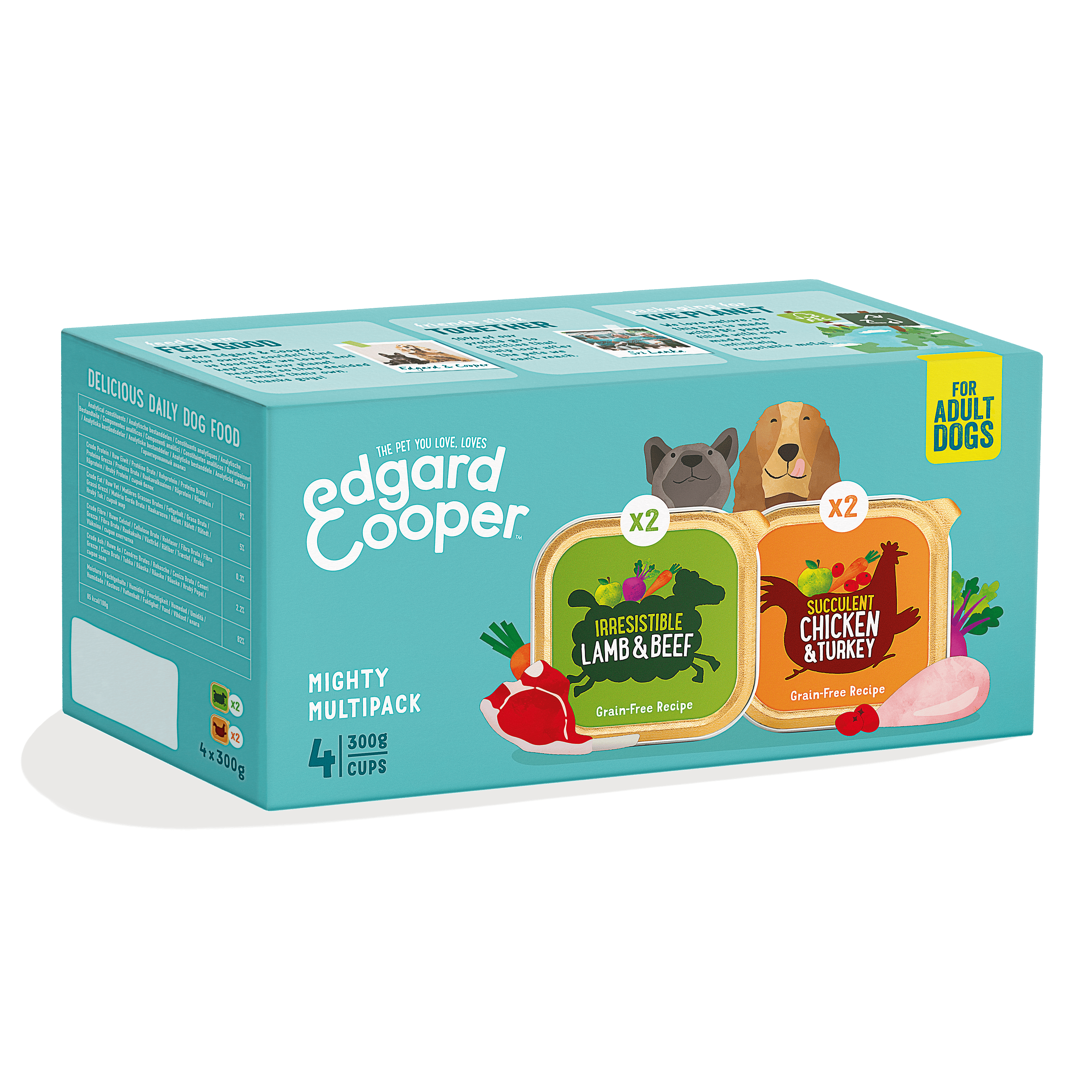 Edgard & Cooper Multipack Kip en Lam Hond Adult 4 x 300 gram | 11678