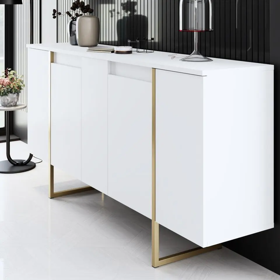 CALICOSY - Dressoir LUXE - Wit/goud - 80x160x35 cm