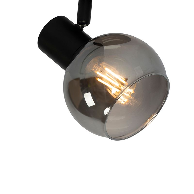 Art Deco spot zwart met smoke glas - Vidro