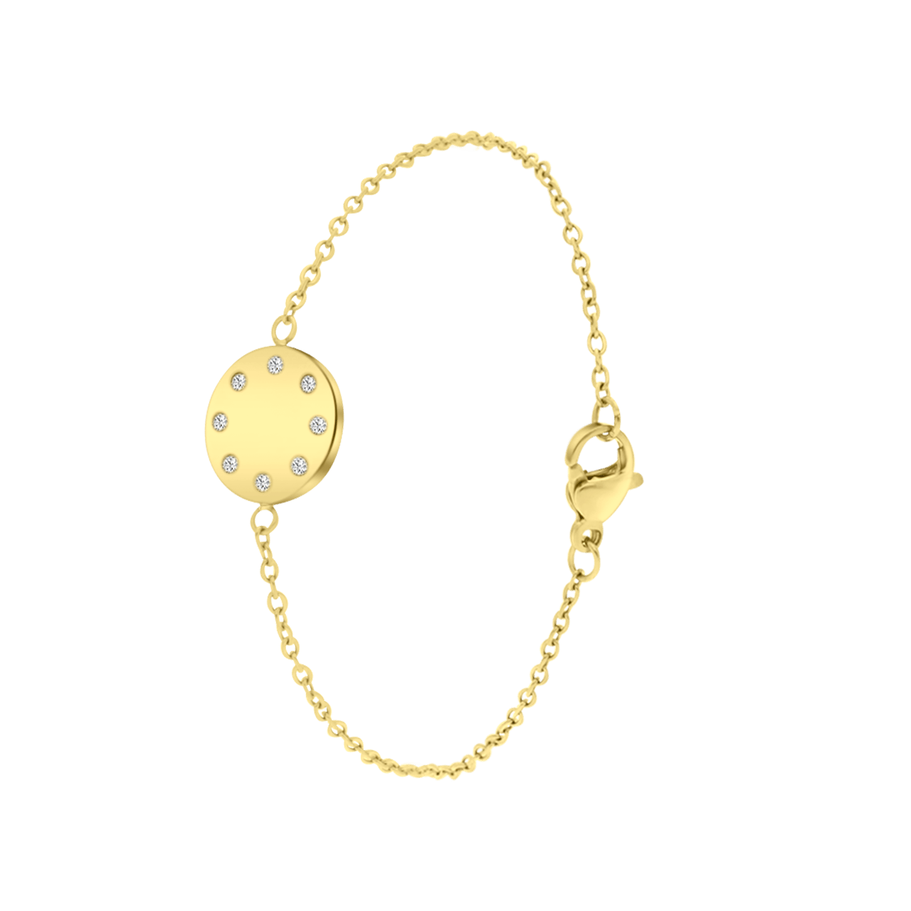 Stalen goldplated armband met hanger disc