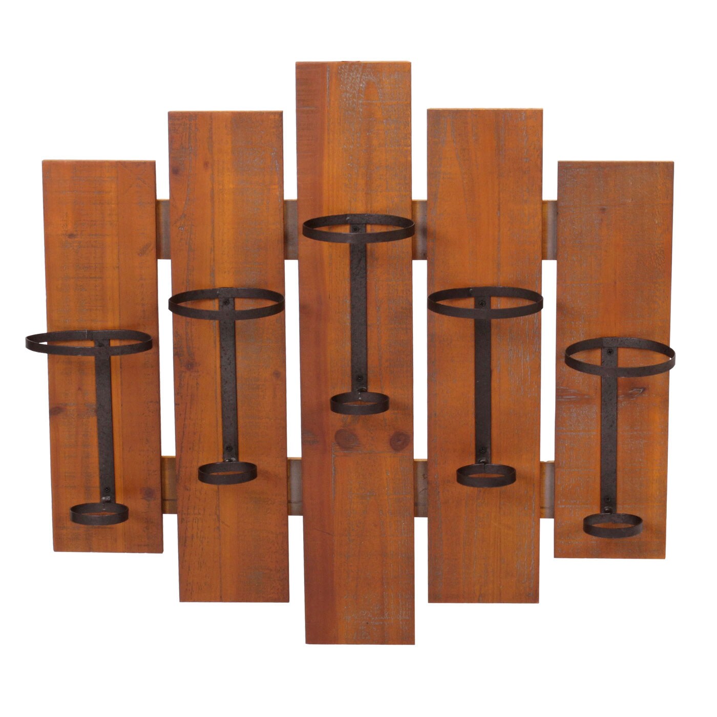Weinregal MCW-B99, Wandregal Flaschenhalter, Holz Metall für 5 Flaschen 60x60x12cm