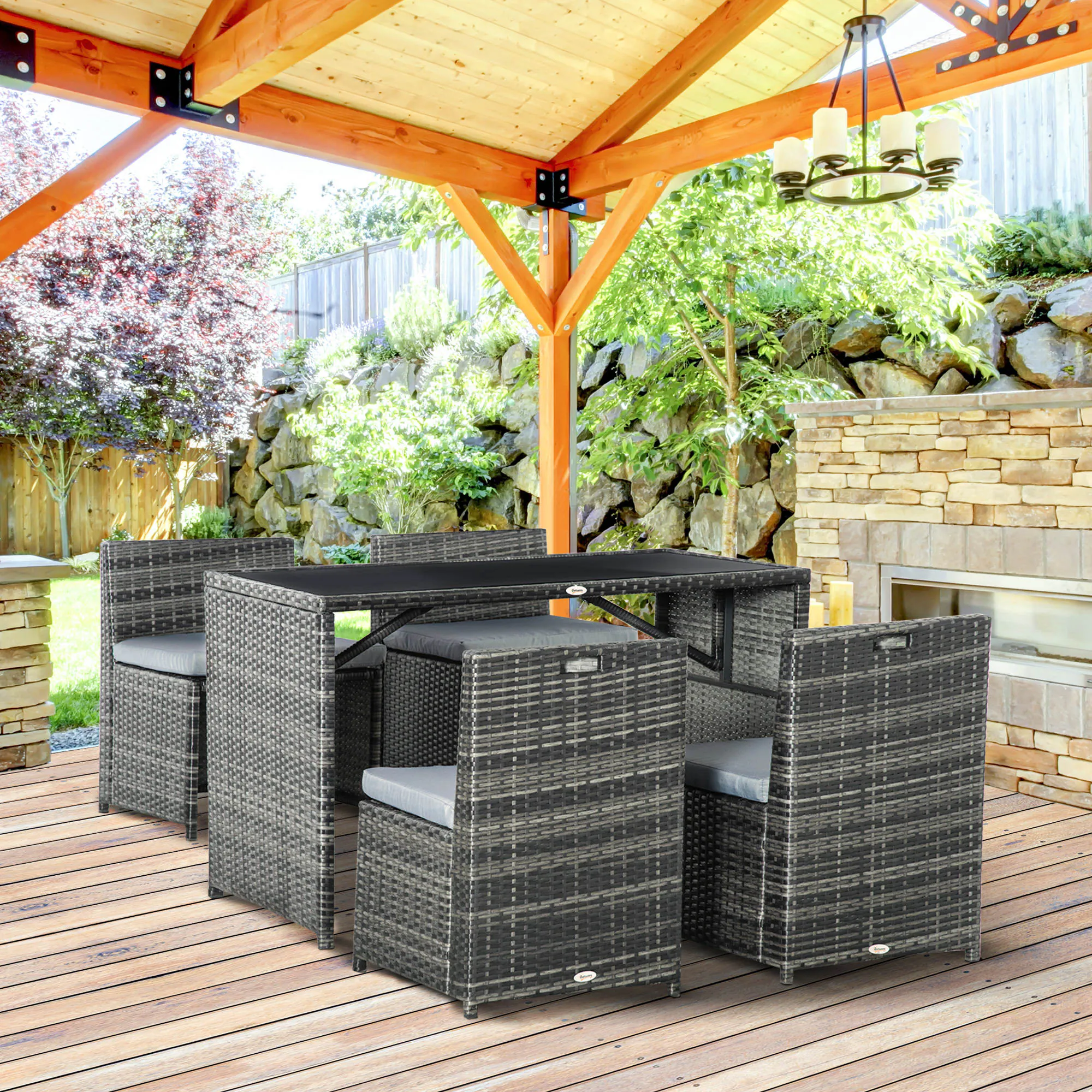 Outsunny Gartenmöbel Set mit kompaktem Design grau 120L x 69B x 77,5H cm