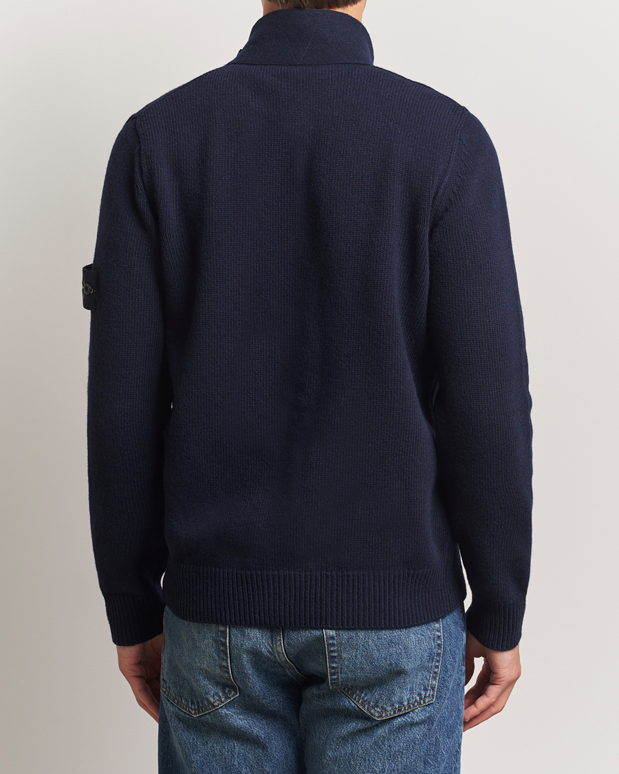 Stone Island Knitted Lambswool Zip Cardigan Navy