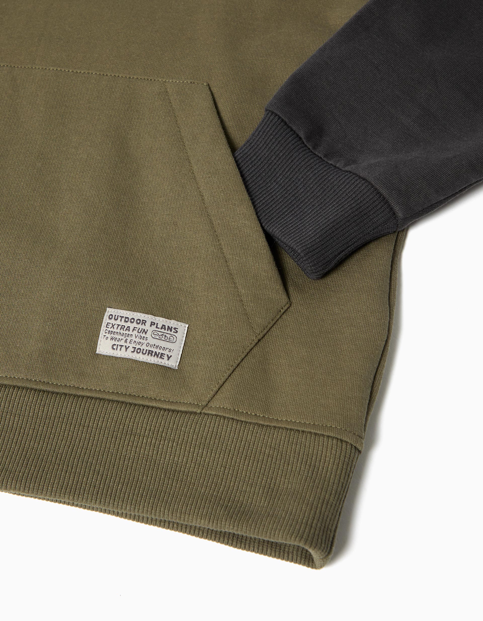 Sweatshirt de Felpa Capuz, Menino, Verde Escuro