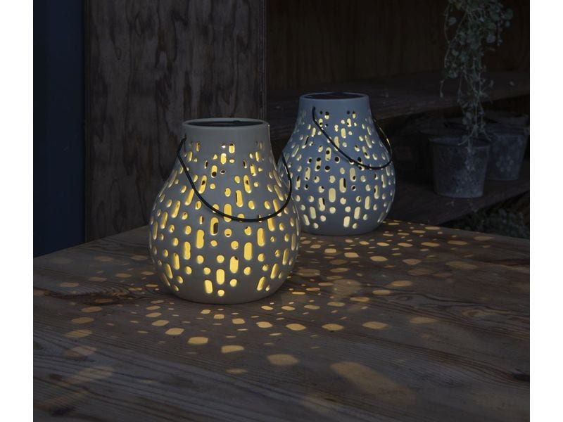 STT Solar Ceramic Lamp Beige Dekolicht zum Aufstellen oder Aufhängen