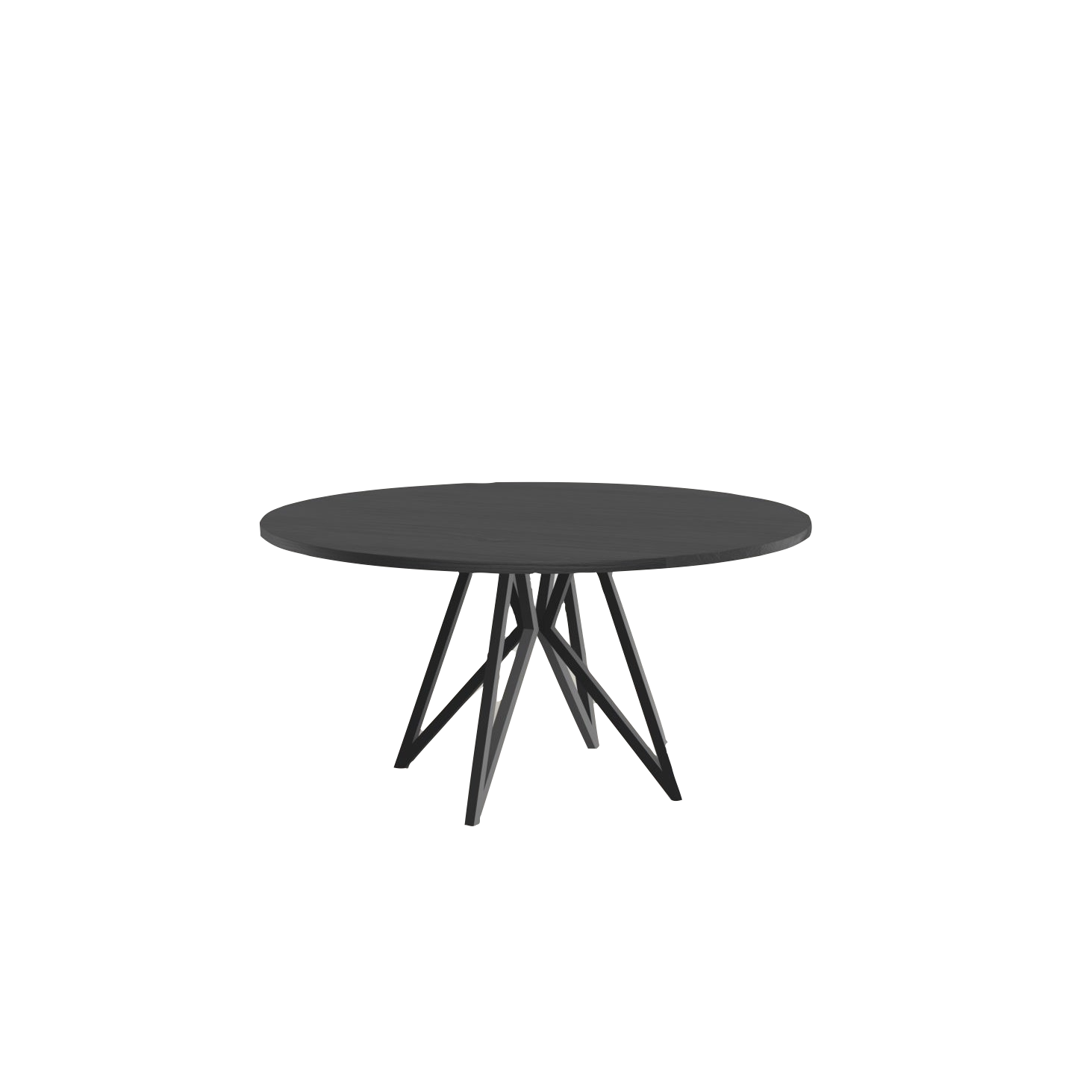 Studio HENK tafel Butterfly Rond Quadpod - zwart frame, zwarte beits ⌀140 | Zwarte Beits | Rechte Rand | Frame Zwart