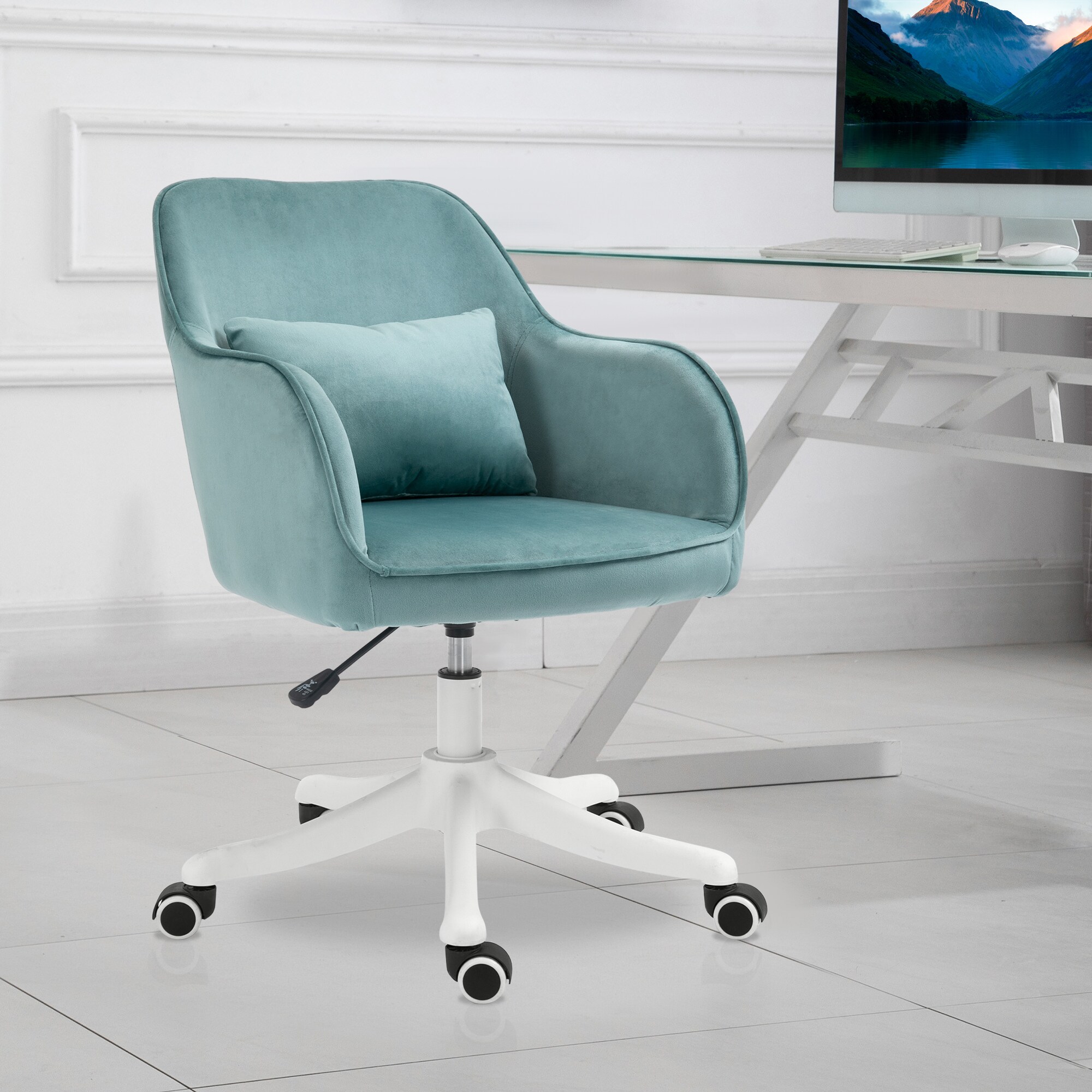 Vinsetto Bürostuhl Höhenverstellbar mit Vibrationsfunktion grün 55B x 65T x 89H cm