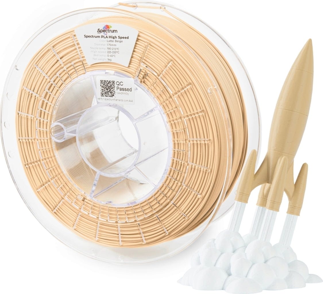 Spectrum  Premium PLA High Speed Latte Beige, 1,75 mm / 1000 g    PLA Material speziell für den Hochgeschwindigkeitsdruck