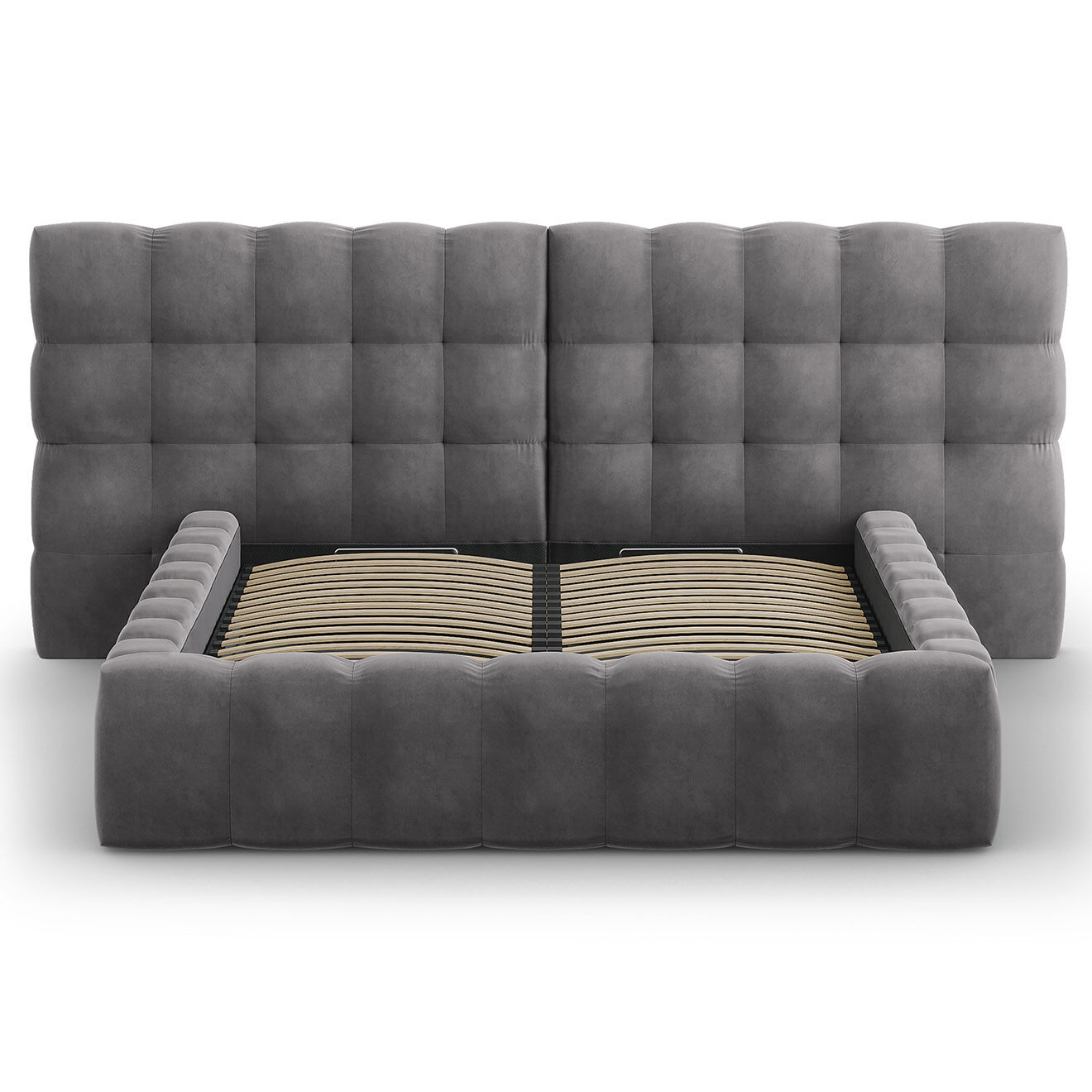 Cosmopolitan Design Lit avec coffre de rangement Bali Velours gris - 160x200 cm