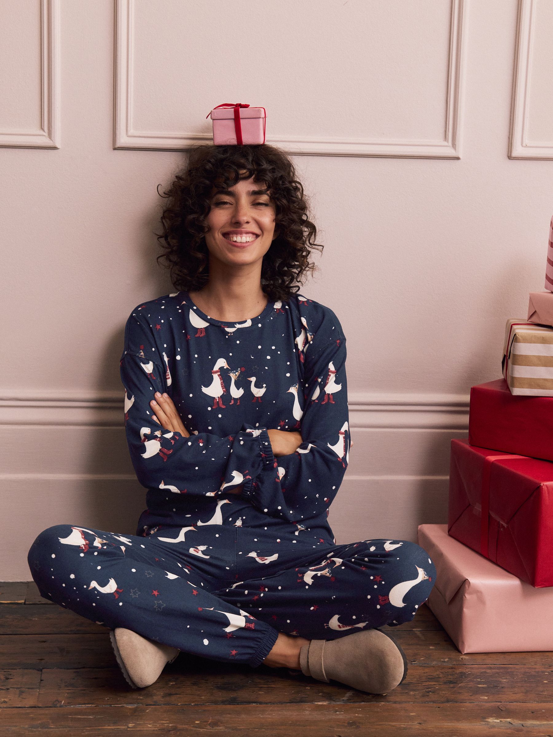 Marineblauwe eend - Behaaglijke pyjama met lange mouwen