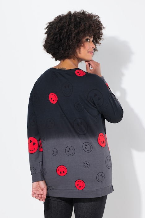 Sweatshirt, oversized, Farbverlauf Smiley, Langarm