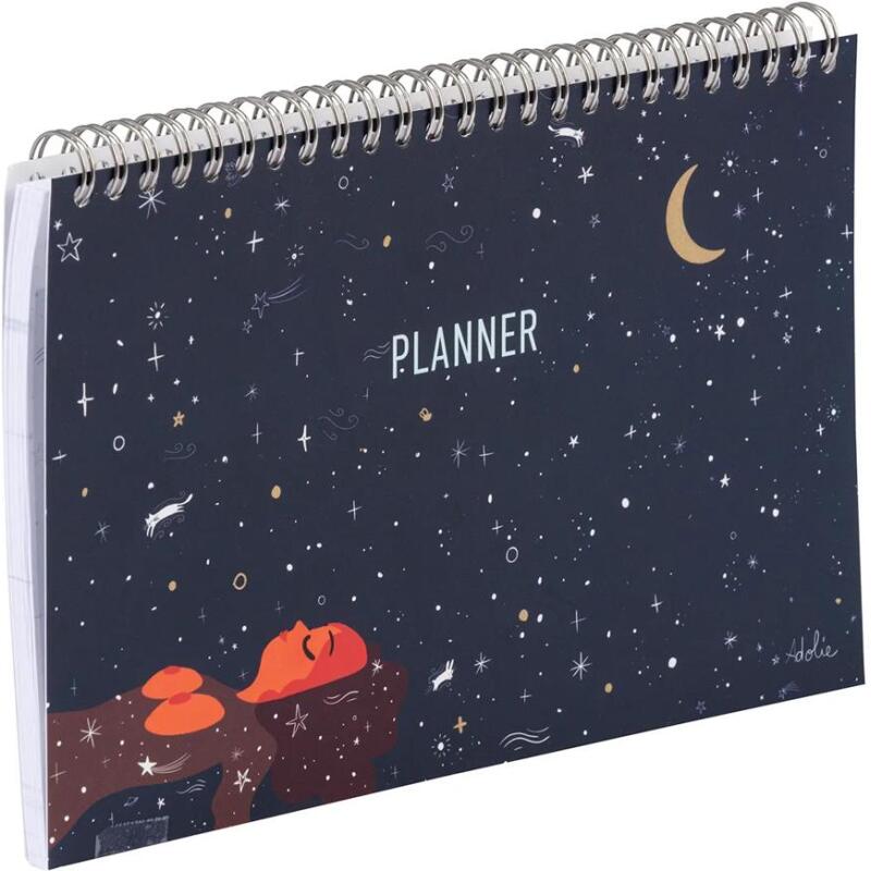 Adolie, Bloc planner reliure intégrale en-tête 22x14 cm 53 feuillets imprimés