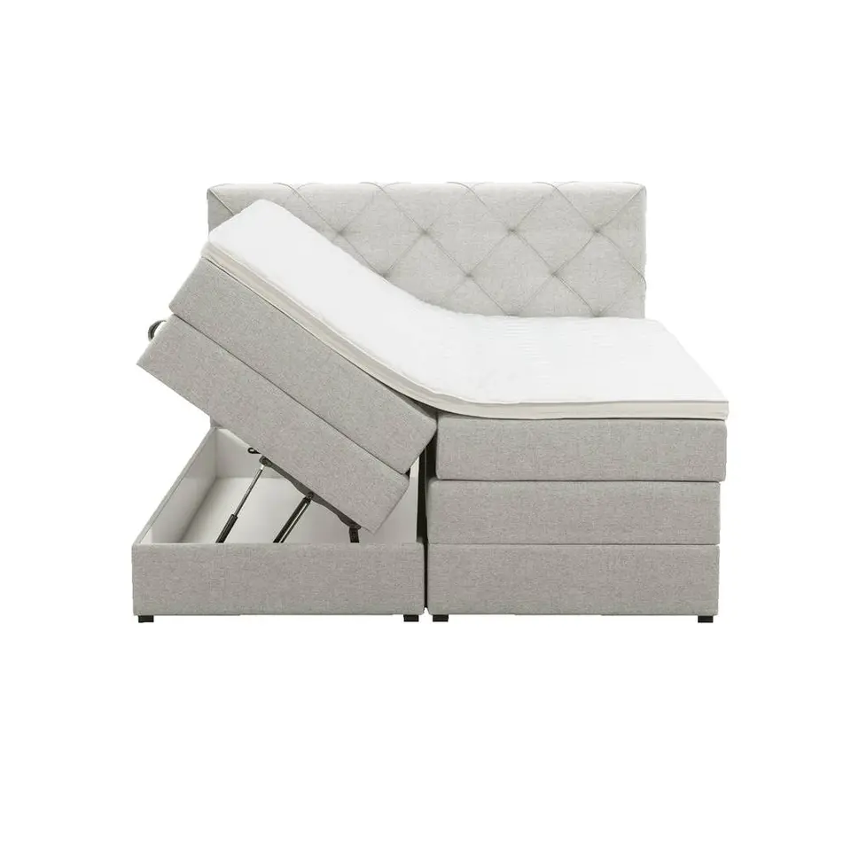 Boxspring met opbergruimte Liv geruit - ecru - 180x200 cm