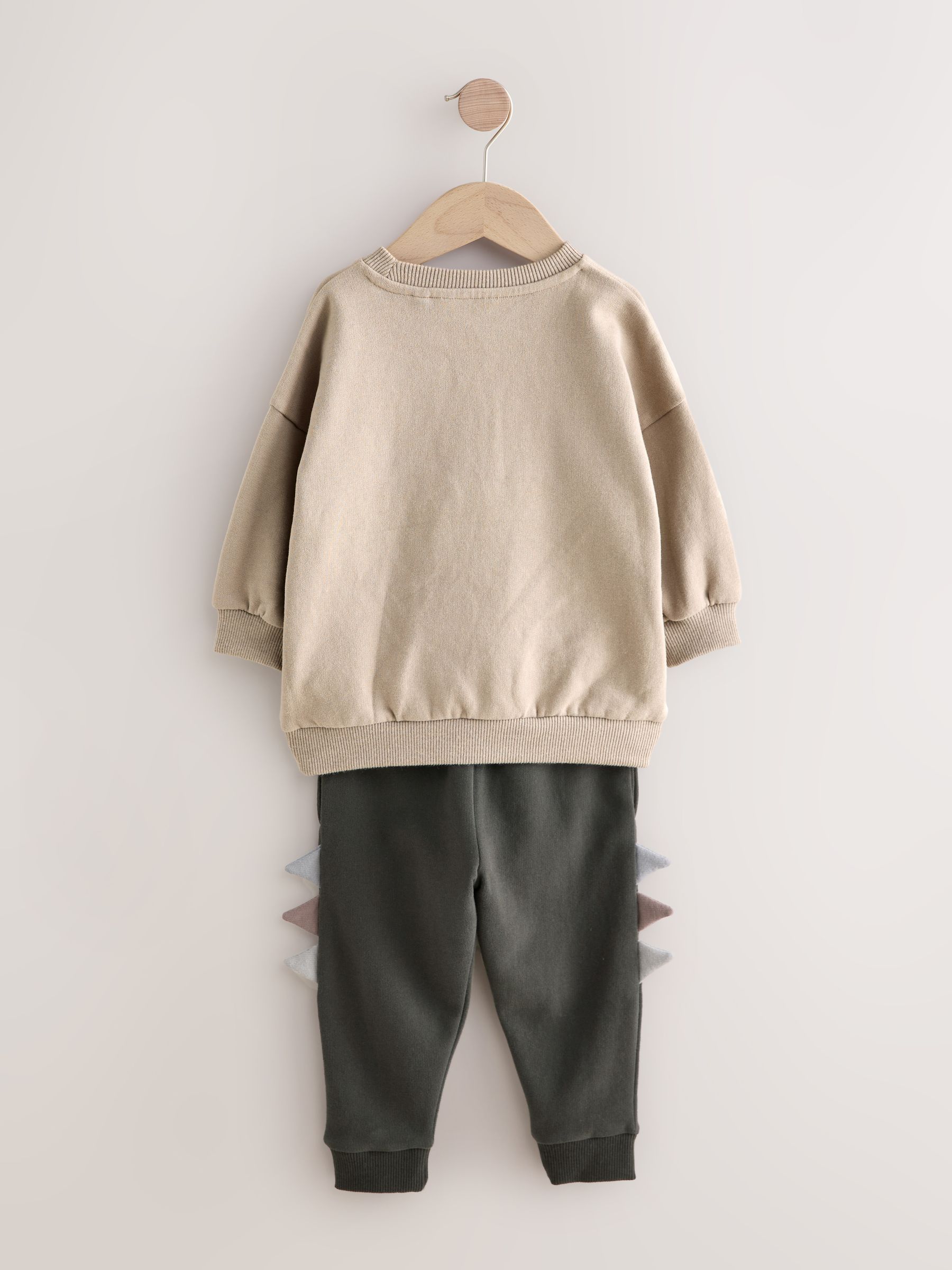 Grey and Charcoal Dinosaur Spike - Set met sweatshirt en joggingbroek (3mnd -7jr)