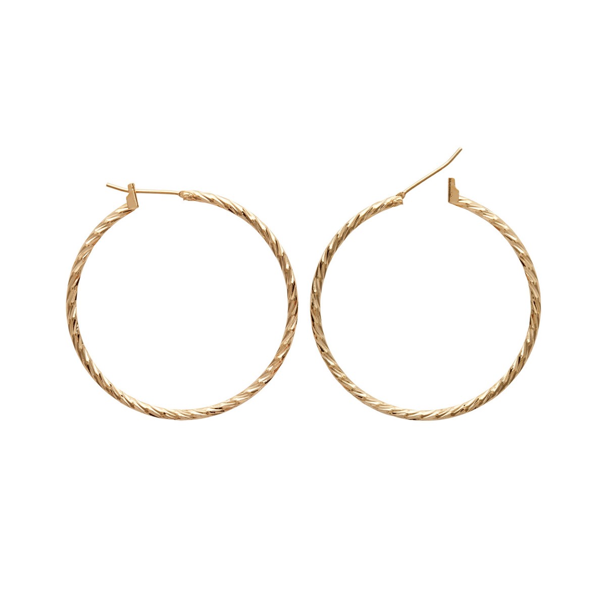 Créoles Brillaxis fil rond strié 1.5 mm diam 40 mm