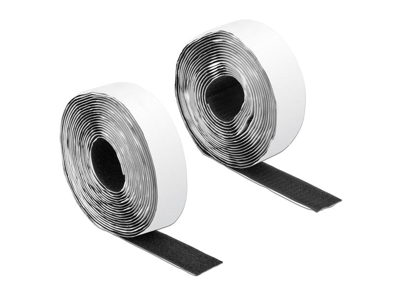 Delock Klettband-Rolle 5m x 25 mm Haft und Flauschband Schw Klettband selbstklebend mit Haft- und Flauschband L 5 m x B 25 mm Schwarz