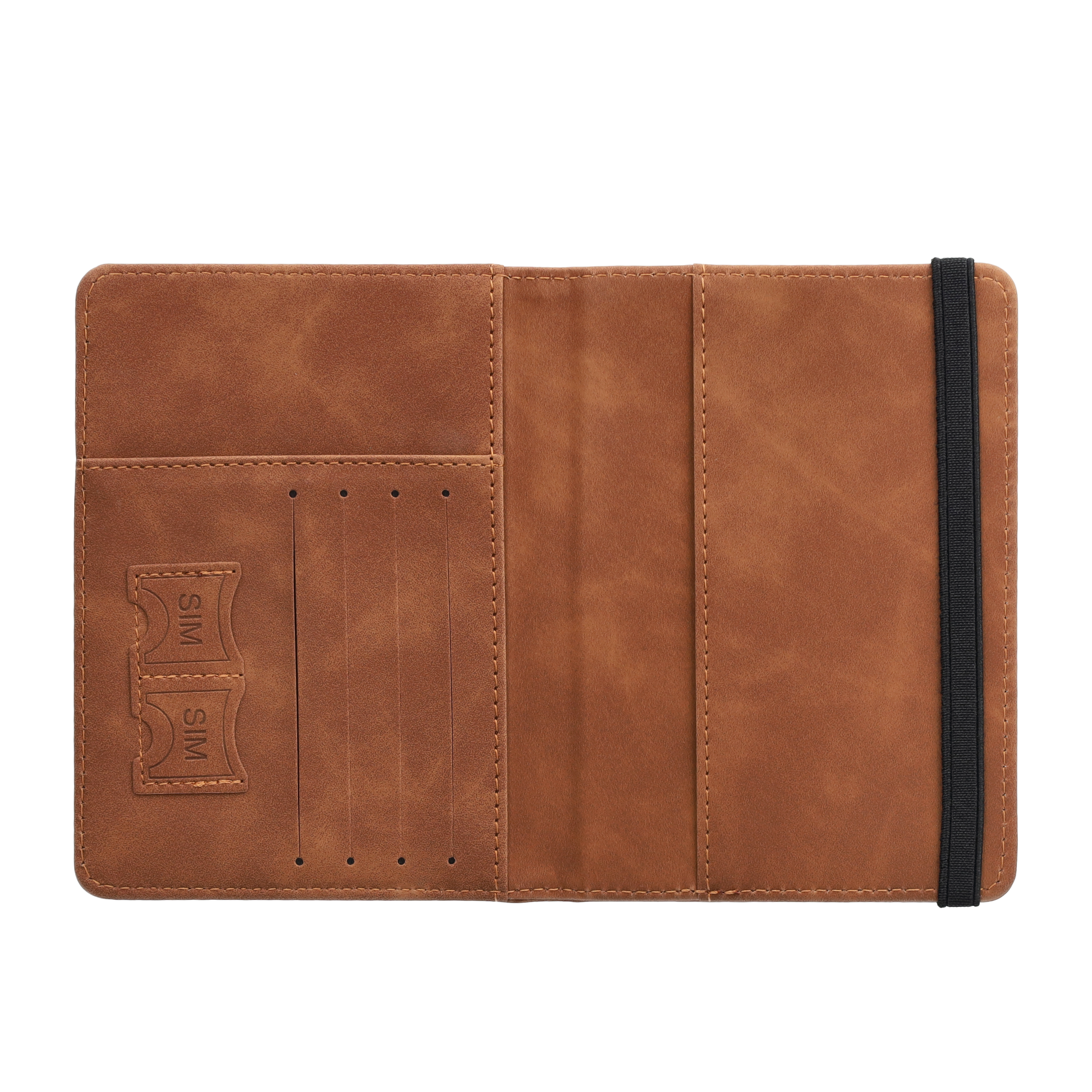 Reisepass Leder Schutzhülle Passport Etui mit Visitenkarten- / SIM Karten- / Geldfach (RFID Schutz) - Braun