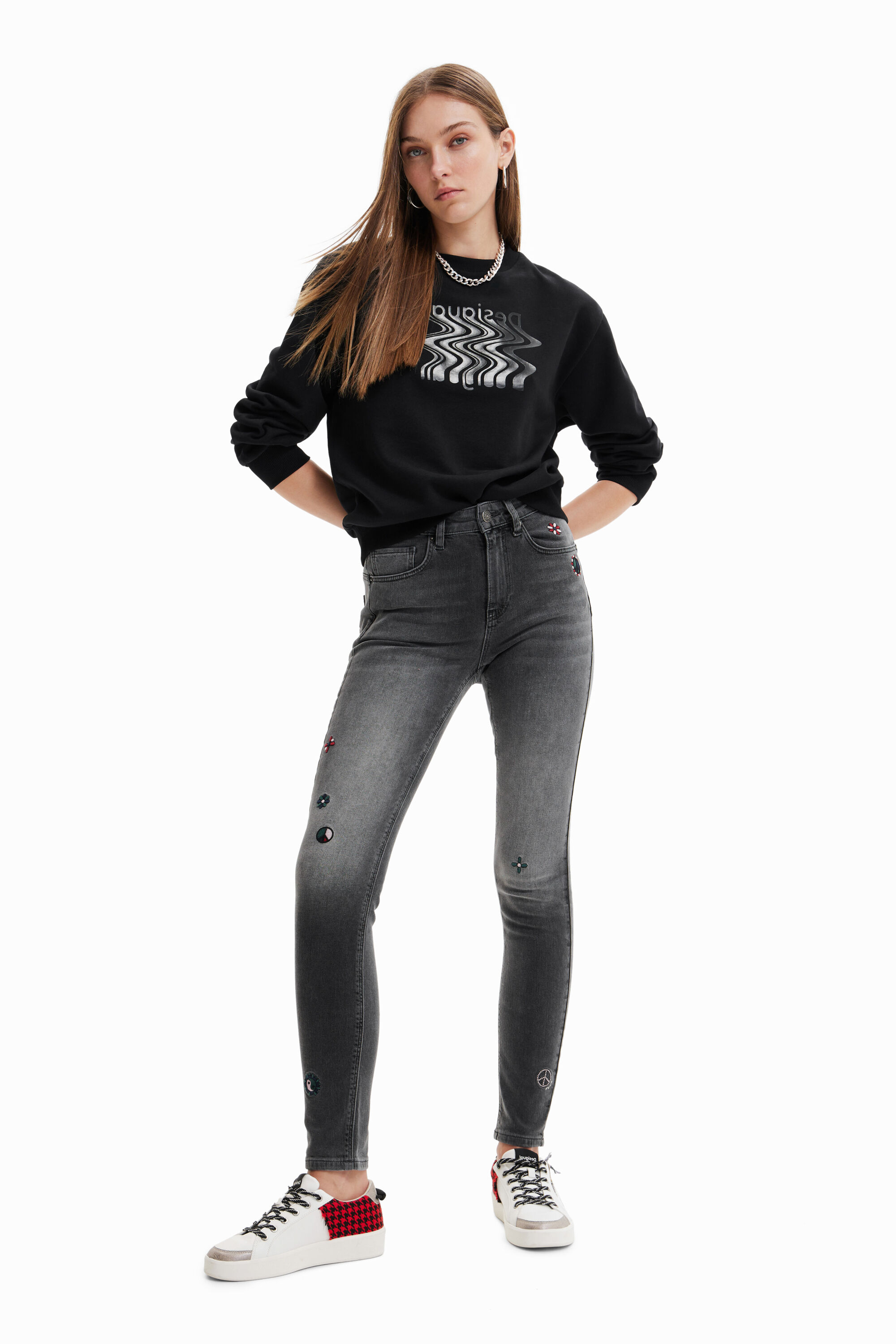 Jean skinny push-up broderies