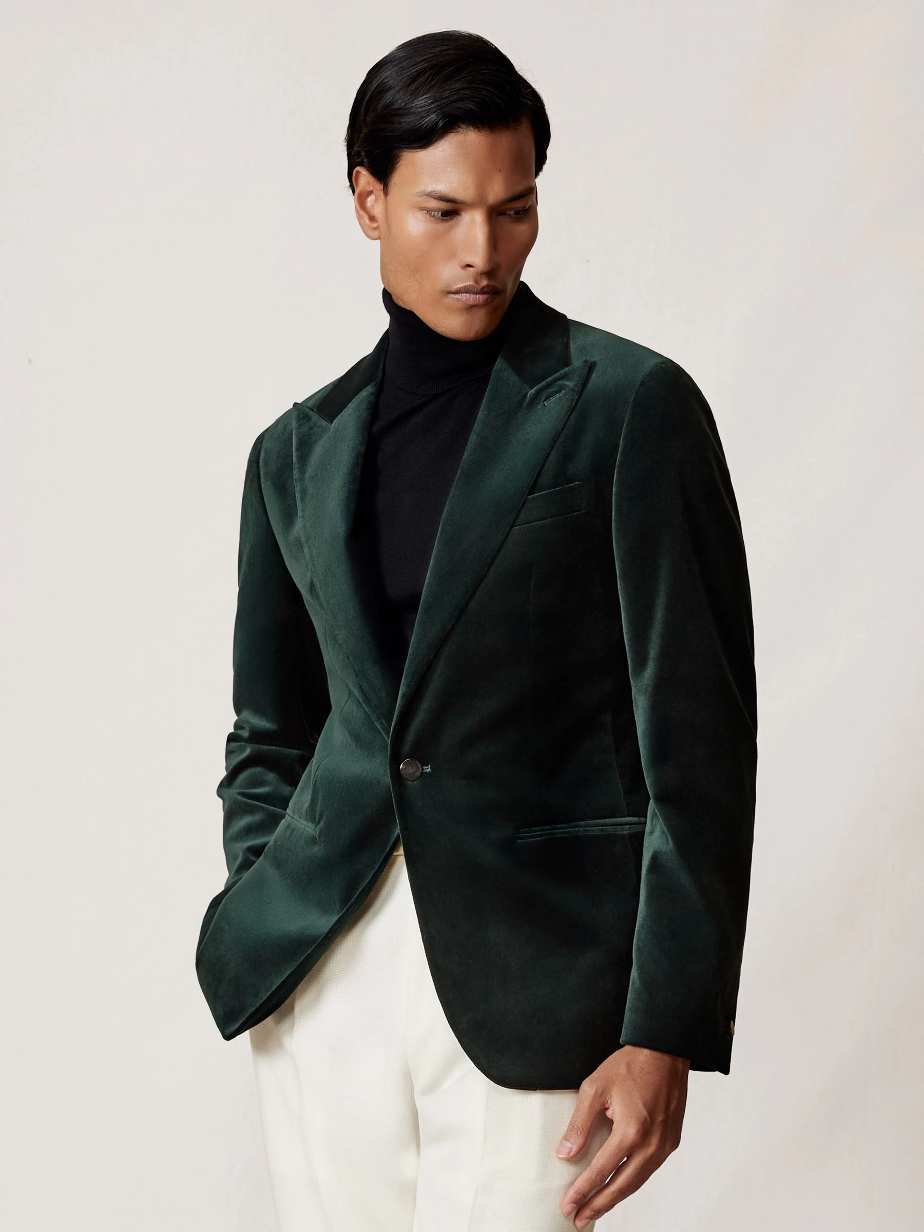 Smaragdgroen - Reiss Apsara Tailored Single-Breasted Velvet Blazer Slim-Fit