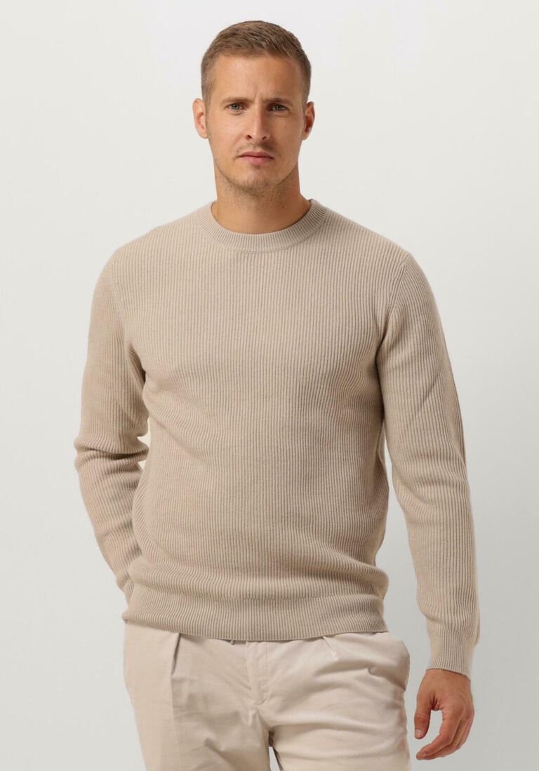 PROFUOMO beige profuomo trui pullover crew neck