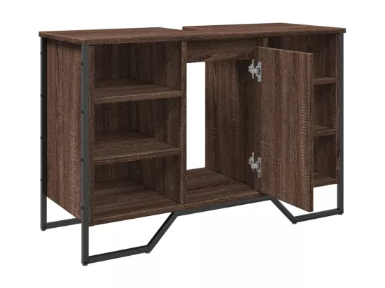 Armoire lavabo de salle de bain chêne marron 91x35x60 cm
