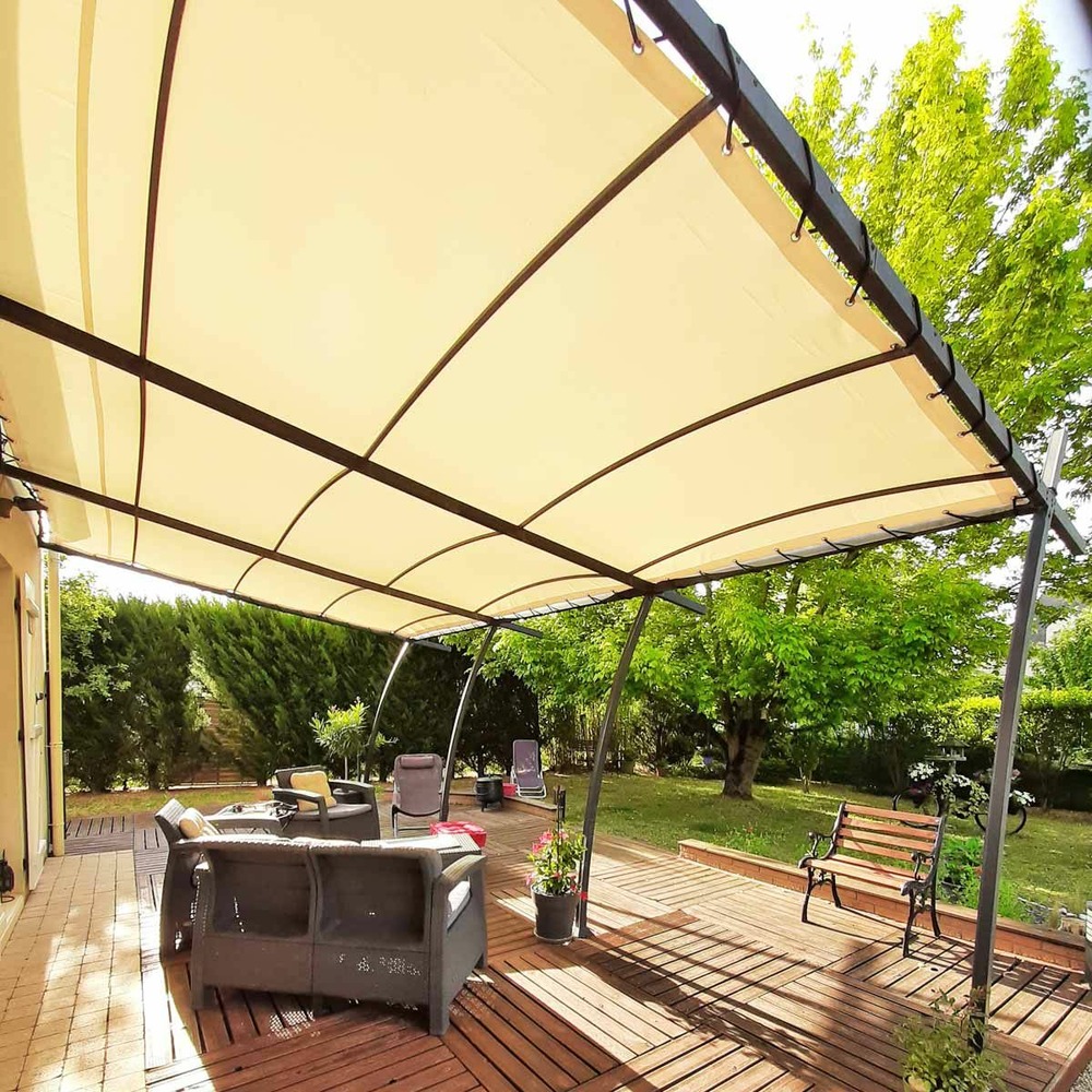 Toile pergola ivoire anti-chaleur 3.5x3.5 m - qualité 15 ans - made in france
