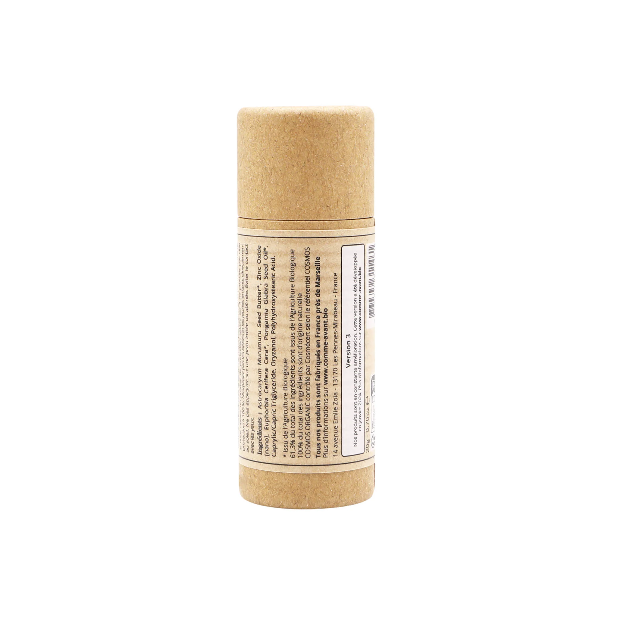 Stick solaire SPF50 minéral solide à l'huile de karanja - Version 3 - 1 stick solaire - 20g