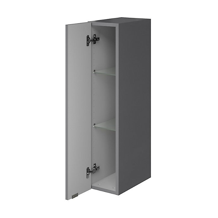 Meuble de rangement salle de bains faible largeur GoodHome Imandra gris brillant L. 20 x H. 90 x P. 36 cm