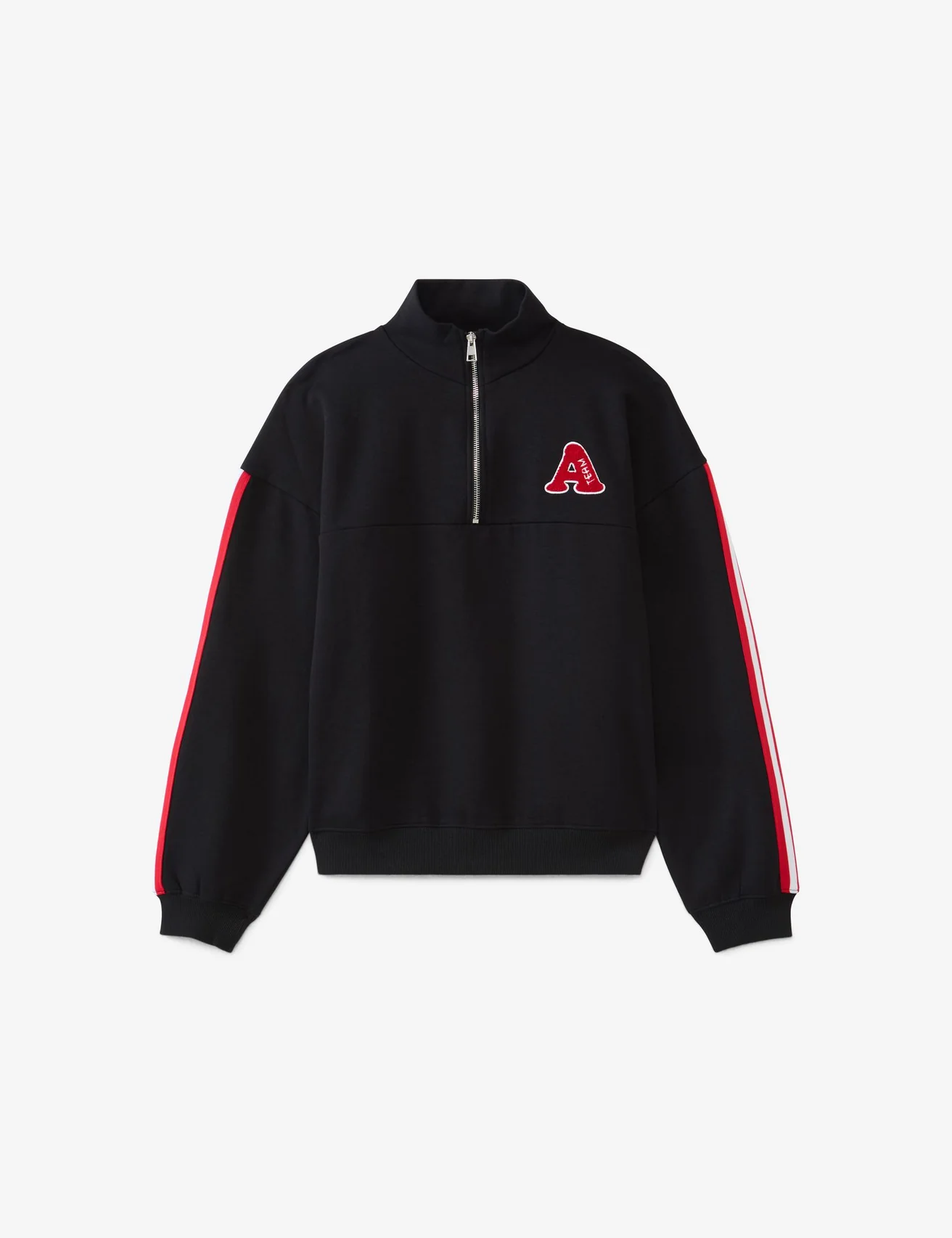 Sweat oversize noir avec bandes rouges