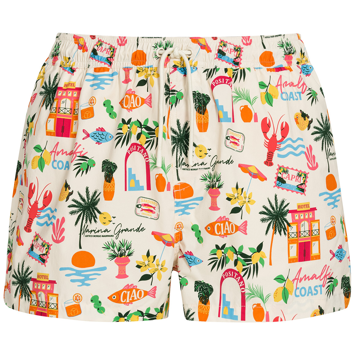 Jonas Nielsen Herren Badeshorts mit Allover-Muster weiss / bunt