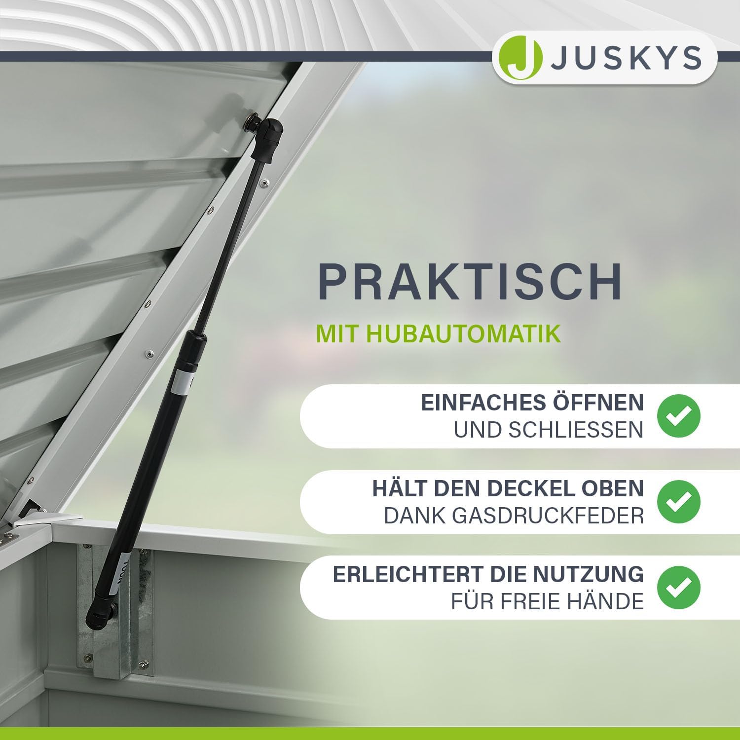 Juskys Metall Aufbewahrungsbox Limani 380 Liter - Outdoor Box - wasserdicht, abschließbar - Gartenbox, Auflagenbox, Kissenbox für Garten Weiß