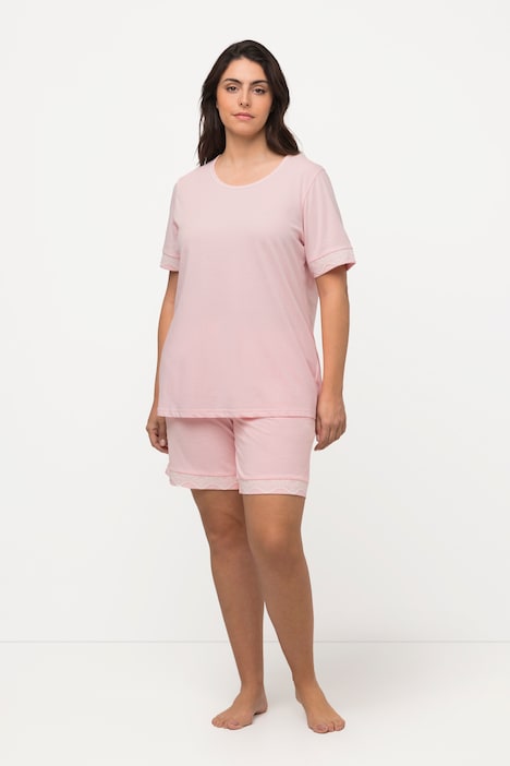 Pyjama, Spitzenbänder, Rundhals, Halbarm