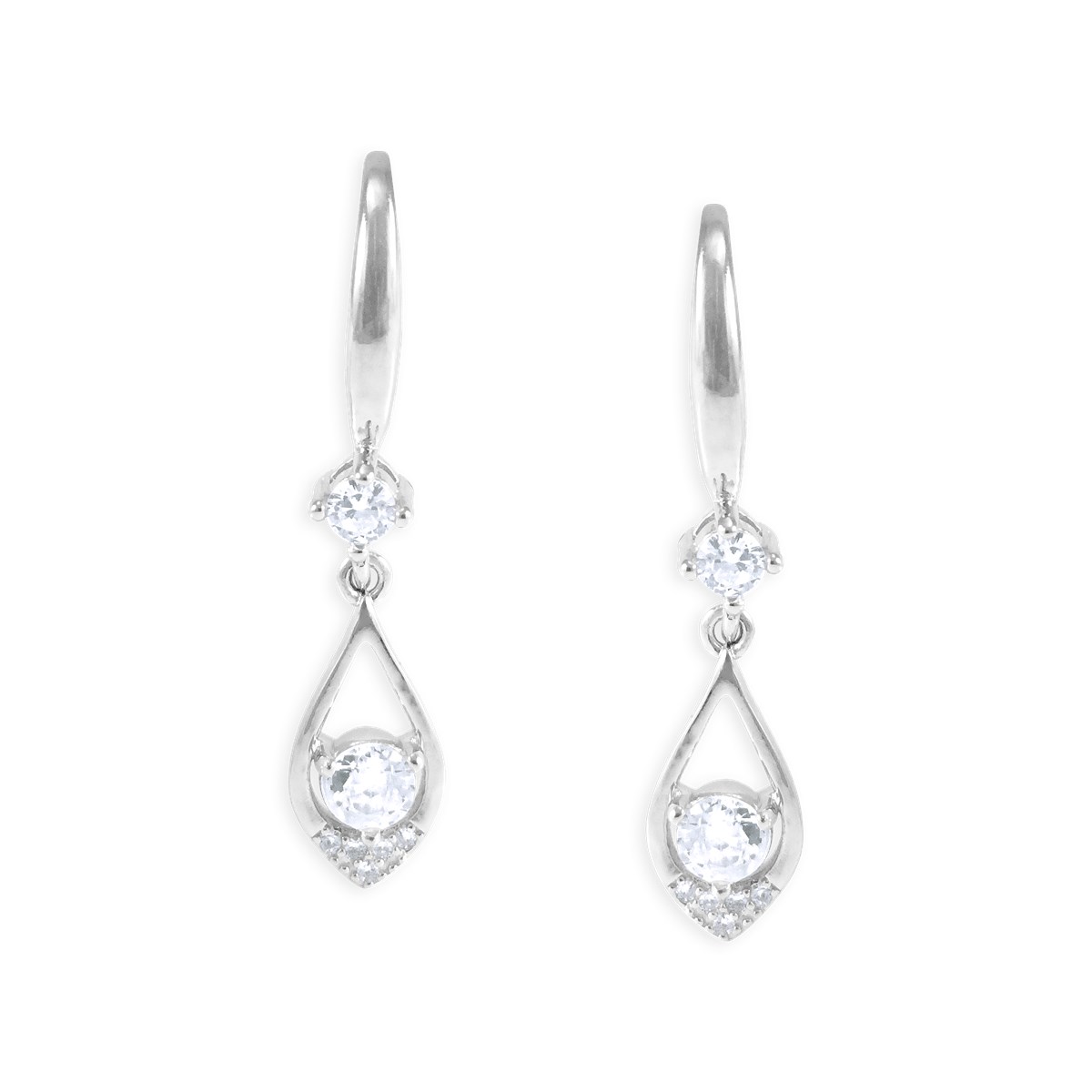 Boucles d'oreilles pendantes en argent 925 rhodié avec oxydes de zirconium
